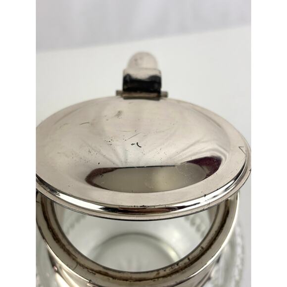Vintage Cut Glass Water Pitcher Silverplate Lid Hinged Claret Jug 10” - Picture 8 of 15